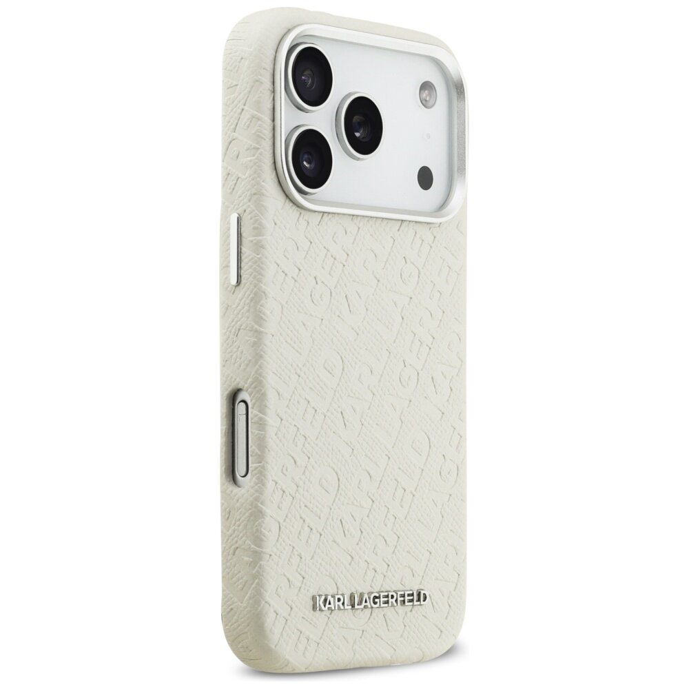 iPhone 17 PRO beige MagSafe PU Stamped Karl AO KARL LAGERFELD nugarėlė 3