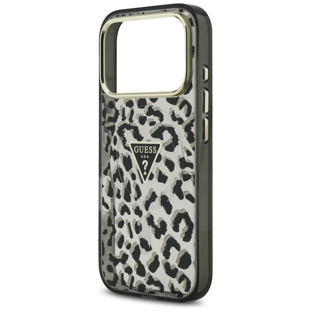 iPhone 17 PRO black MagSafe Leopard Glitter GUESS nugarėlė 5