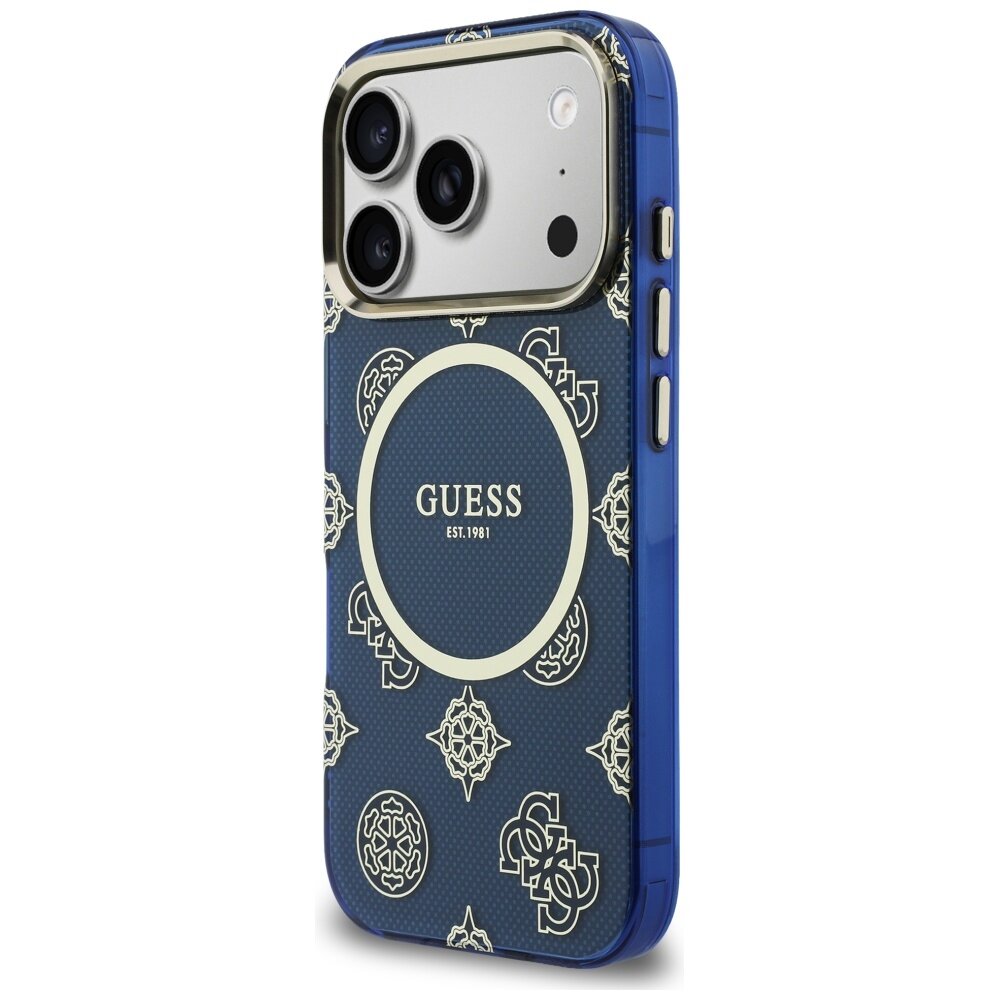 iPhone 17 PRO blue MagSafe IML Peony Dot GUESS nugarėlė 1