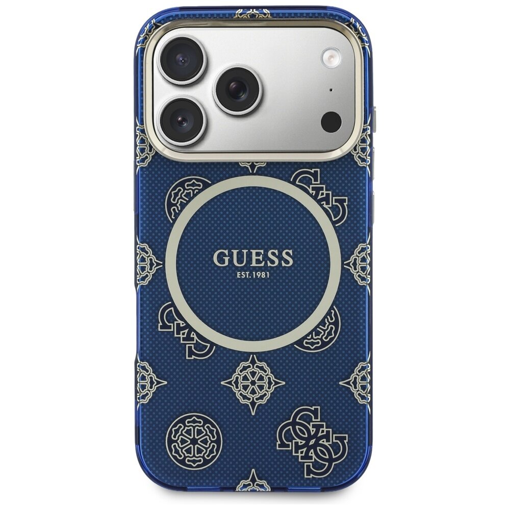 iPhone 17 PRO blue MagSafe IML Peony Dot GUESS nugarėlė 2