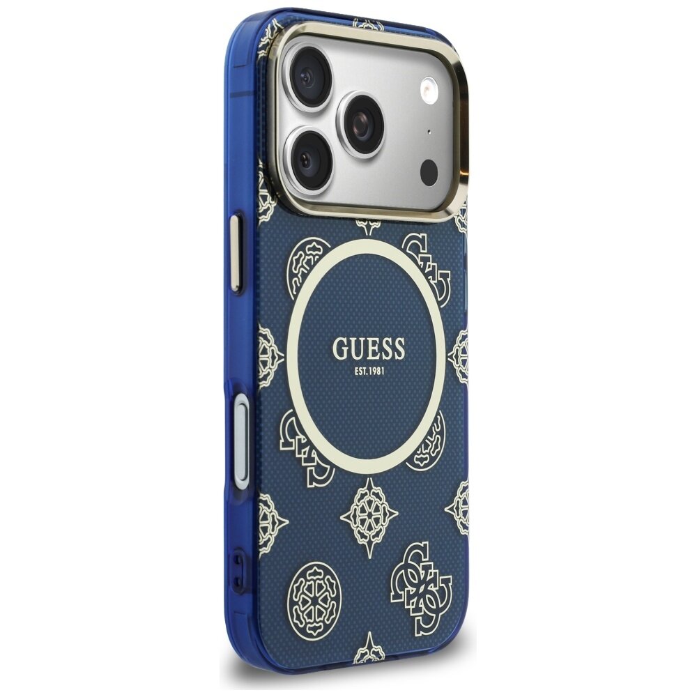 iPhone 17 PRO blue MagSafe IML Peony Dot GUESS nugarėlė 3
