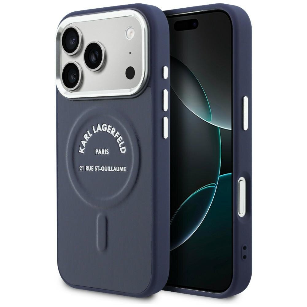 iPhone 17 PRO blue MagSafe PU Karl RSG Logo KARL LAGERFELD nugarėlė