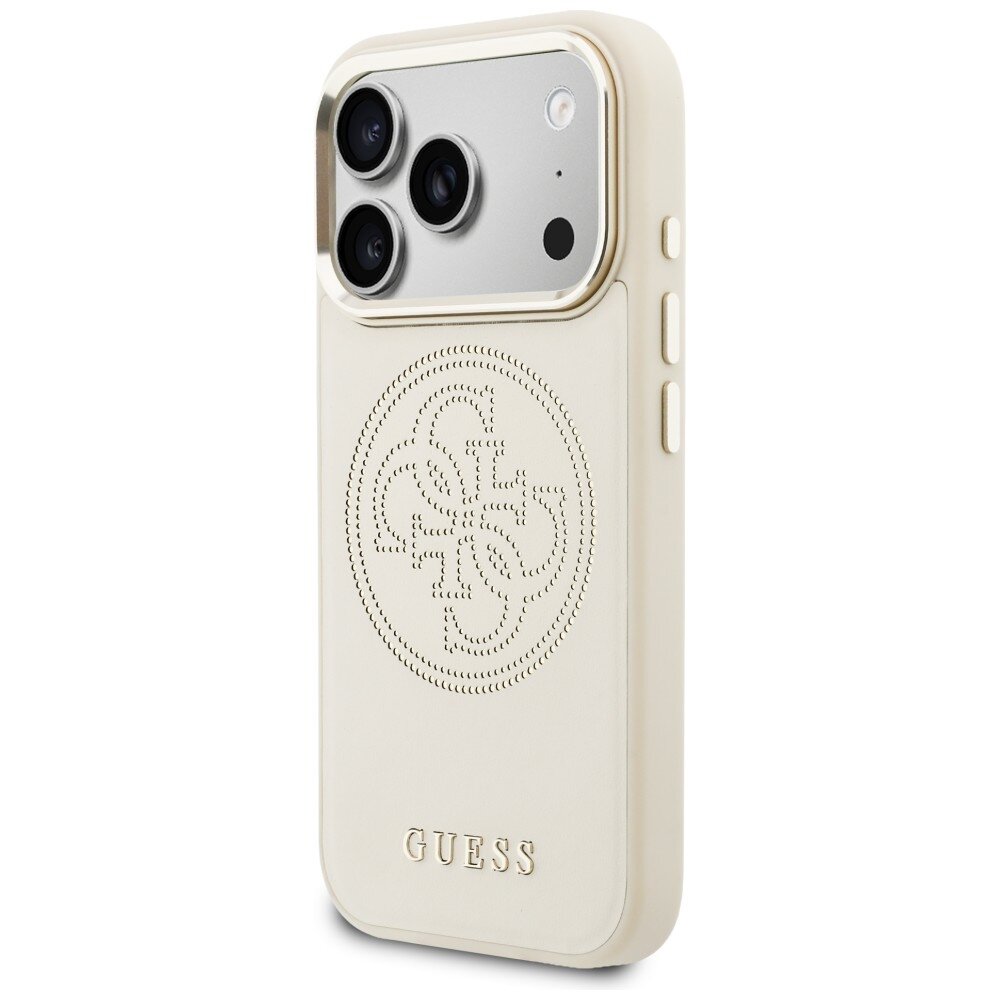 iPhone 17 PRO MAX beige MagSafe PU Leather Perforated 4G GUESS nugarėlė 1