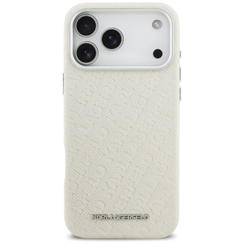 iPhone 17 PRO MAX beige MagSafe PU Stamped Karl AO KARL LAGERFELD nugarėlė 2