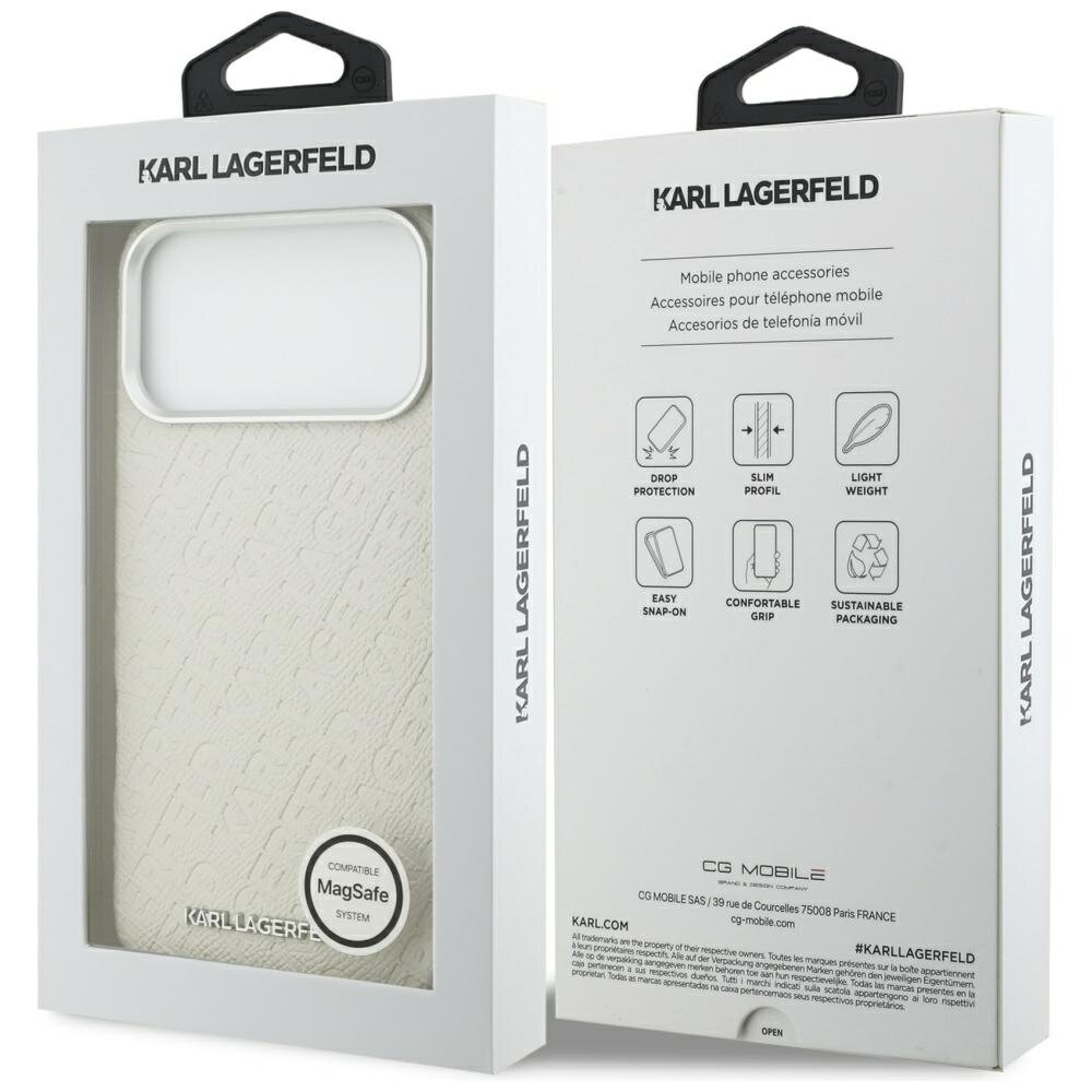 iPhone 17 PRO MAX beige MagSafe PU Stamped Karl AO KARL LAGERFELD nugarėlė 7