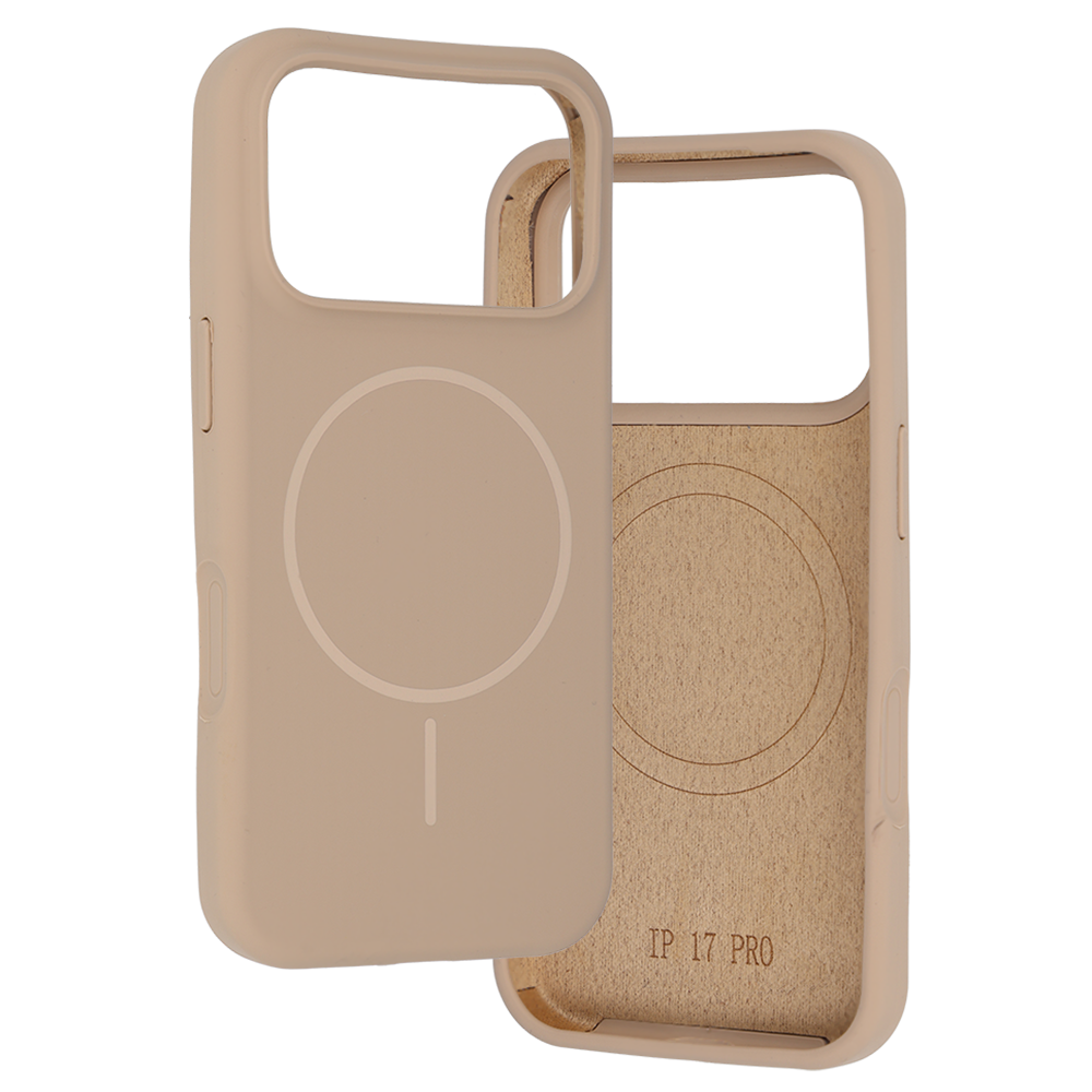 iPhone 17 PRO MAX beige SLIM SILICONE MagSafe nugarėlė 2