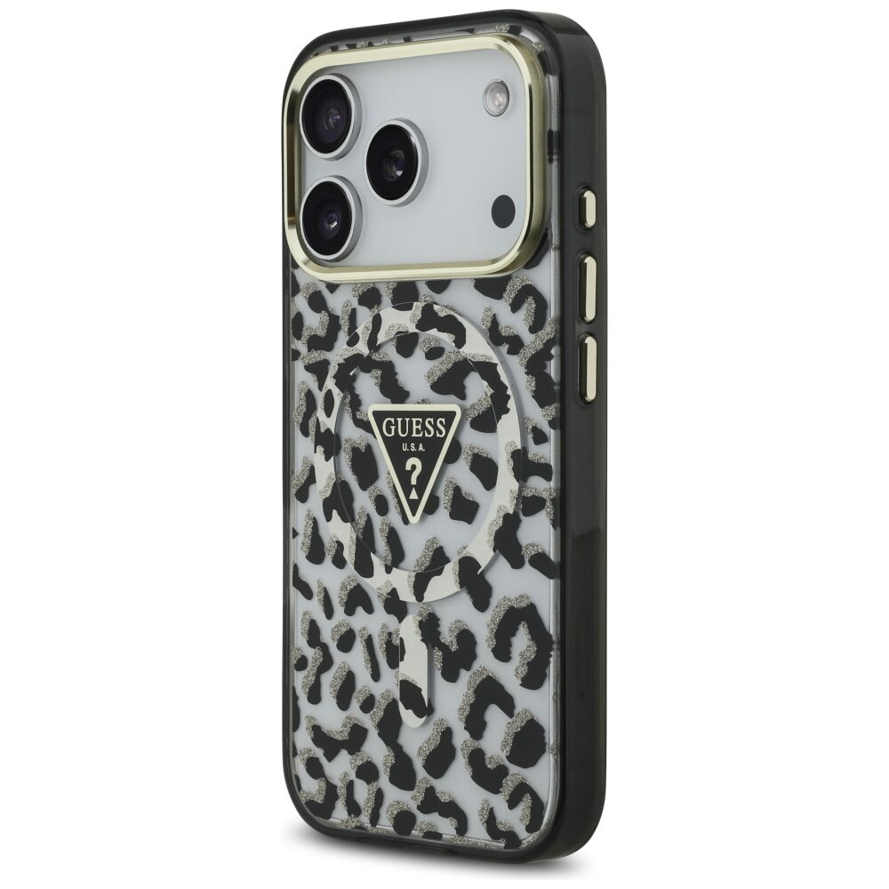 iPhone 17 PRO MAX black MagSafe Leopard Glitter GUESS nugarėlė 1