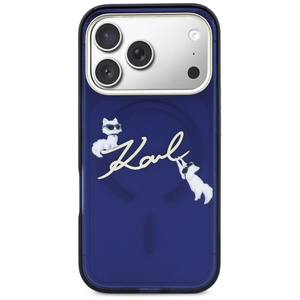 iPhone 17 PRO MAX blue MagSafe IML Choupette Karl Script Logo KARL LAGERFELD nugarėlė 2