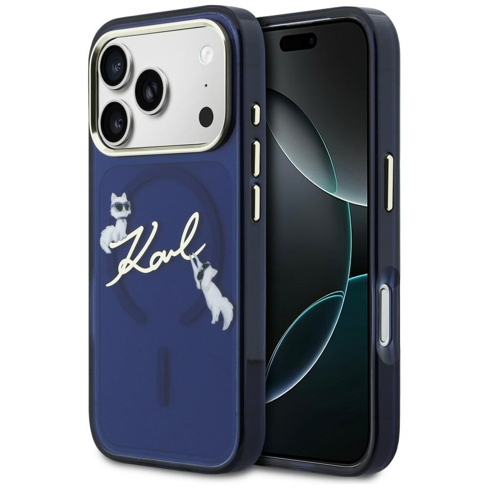 iPhone 17 PRO MAX blue MagSafe IML Choupette Karl Script Logo KARL LAGERFELD nugarėlė