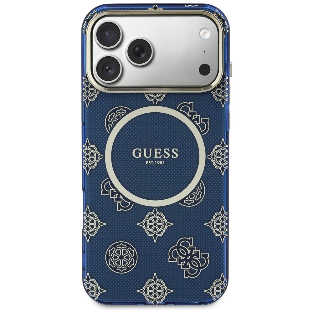 iPhone 17 PRO MAX blue MagSafe IML Peony Dot GUESS nugarėlė 2