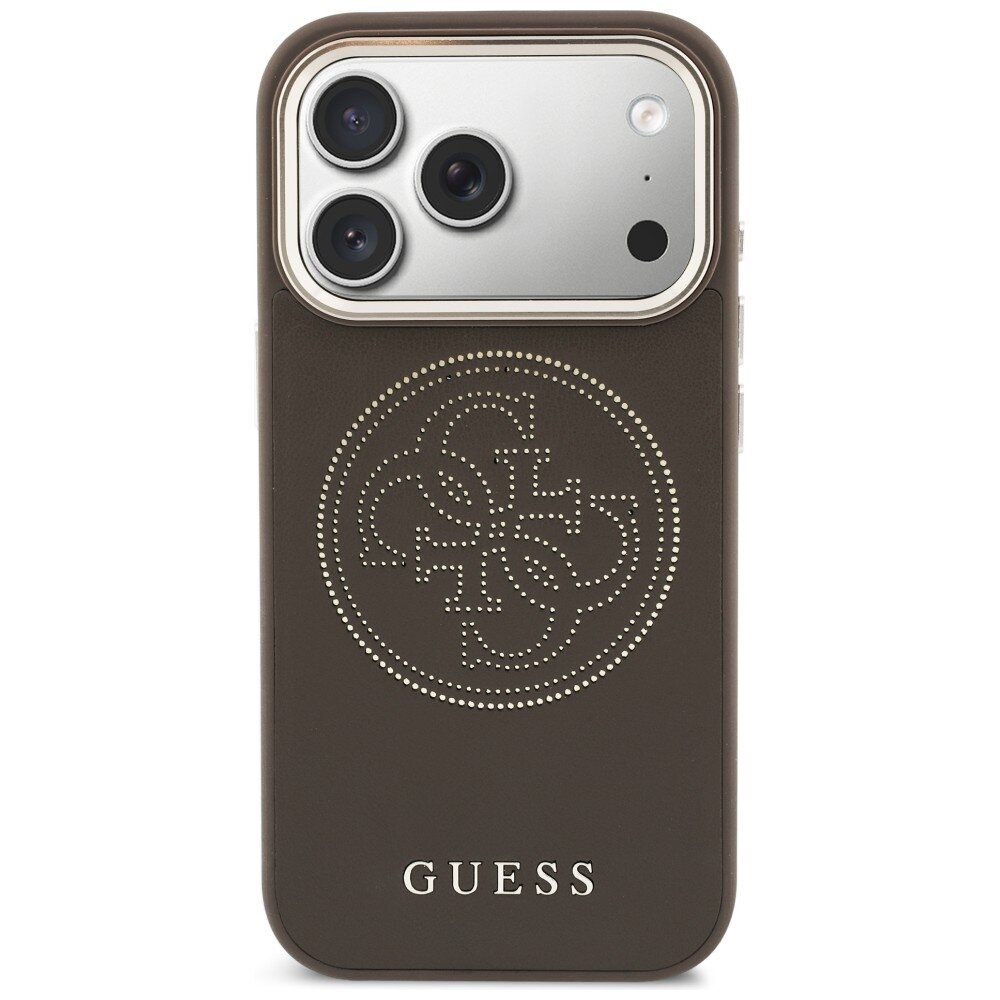 iPhone 17 PRO MAX brown MagSafe PU Leather Perforated 4G GUESS nugarėlė 2