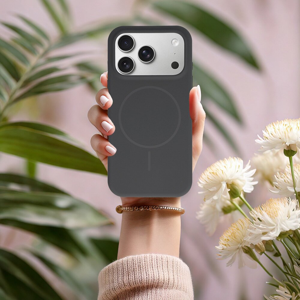 iPhone 17 PRO MAX graphite SLIM SILICONE MagSafe nugarėlė 2