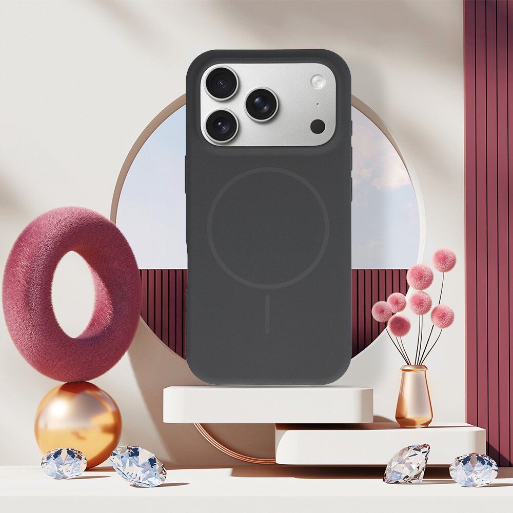 iPhone 17 PRO MAX graphite SLIM SILICONE MagSafe nugarėlė 3