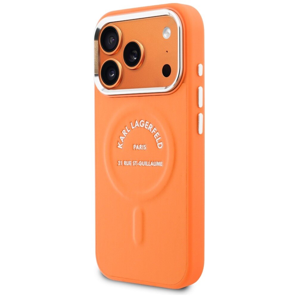 iPhone 17 PRO MAX orange MagSafe PU Karl RSG Logo KARL LAGERFELD nugarėlė 1