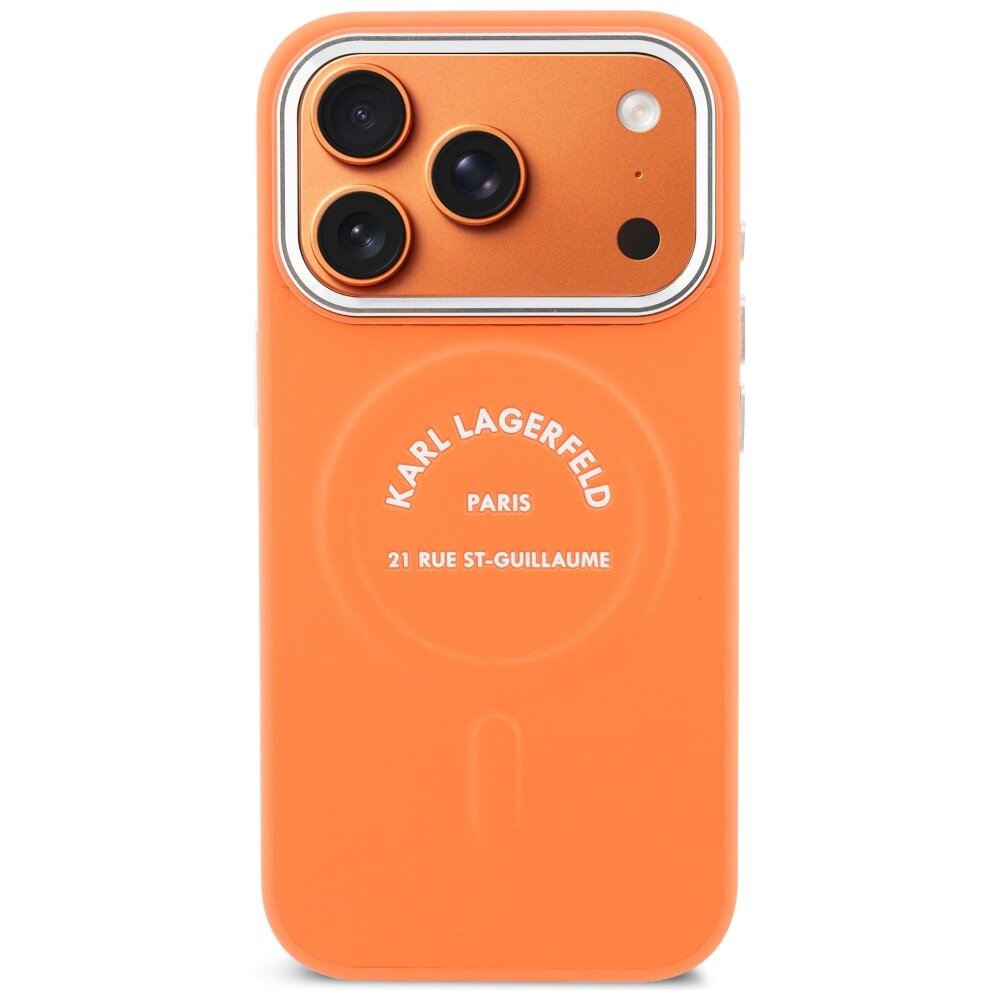 iPhone 17 PRO MAX orange MagSafe PU Karl RSG Logo KARL LAGERFELD nugarėlė 2