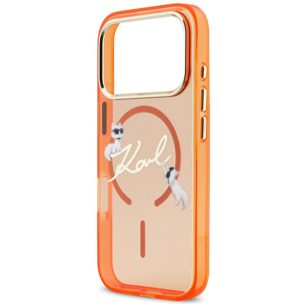 iPhone 17 PRO orange MagSafe IML Choupette Karl Script Logo KARL LAGERFELD nugarėlė 5