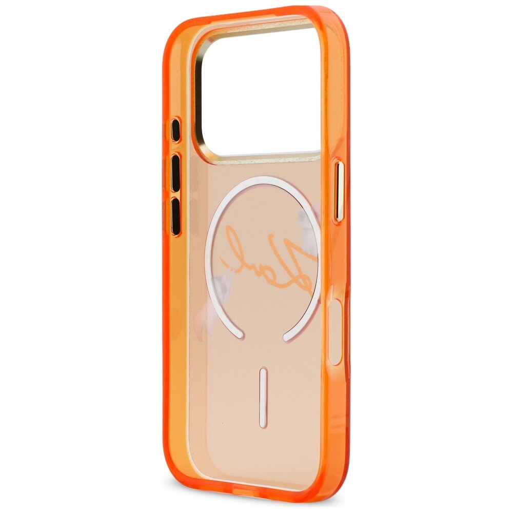 iPhone 17 PRO orange MagSafe IML Choupette Karl Script Logo KARL LAGERFELD nugarėlė 6