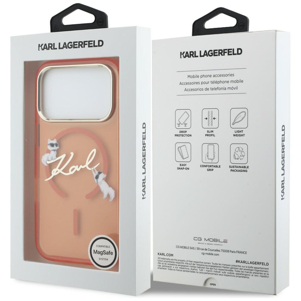 iPhone 17 PRO orange MagSafe IML Choupette Karl Script Logo KARL LAGERFELD nugarėlė 7
