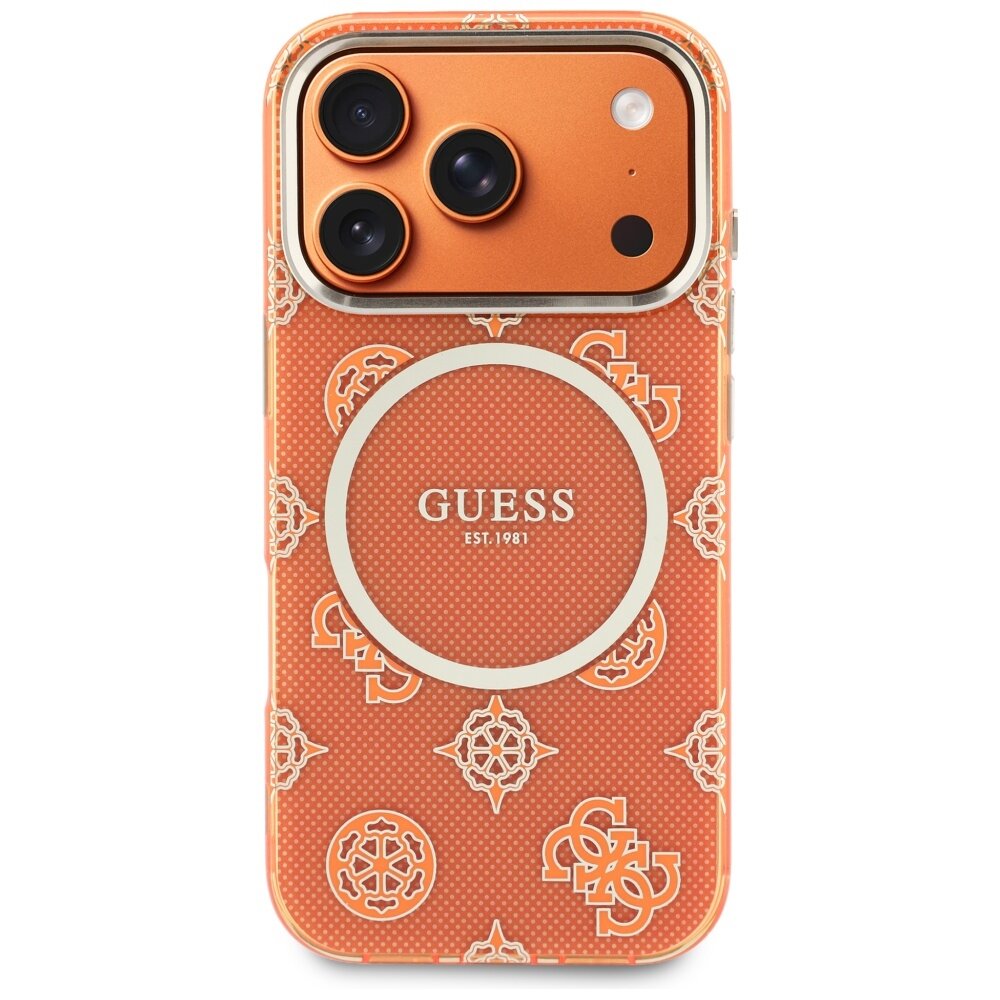 iPhone 17 PRO orange MagSafe IML Peony Dot GUESS nugarėlė 2