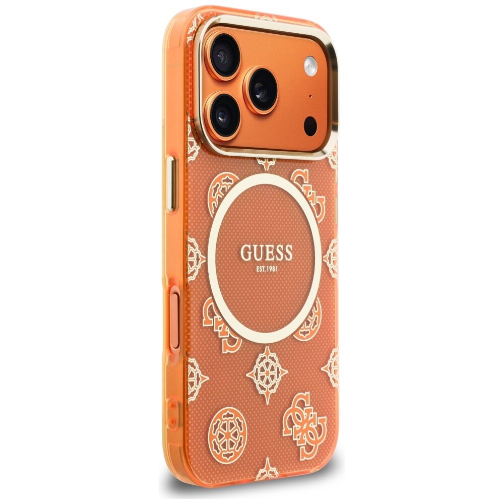 iPhone 17 PRO orange MagSafe IML Peony Dot GUESS nugarėlė 3