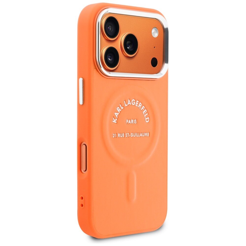 iPhone 17 PRO orange MagSafe PU Karl RSG Logo KARL LAGERFELD nugarėlė 3