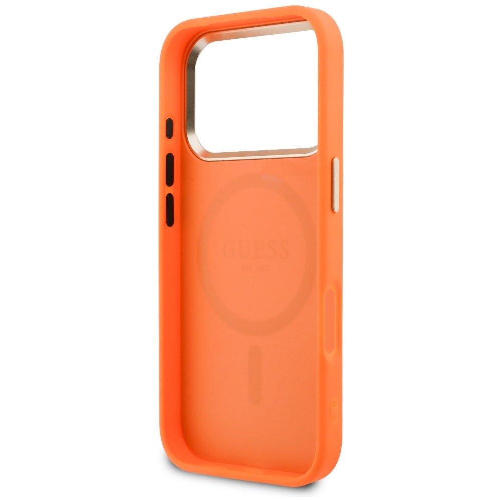 iPhone 17 PRO orange MagSafe PU Leather Perforated 4G GUESS nugarėlė 6