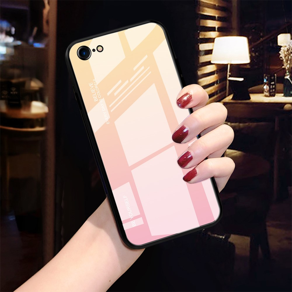 iPhone 7/8/SE 2020 rausva tracy GLASS nugarėlė 1