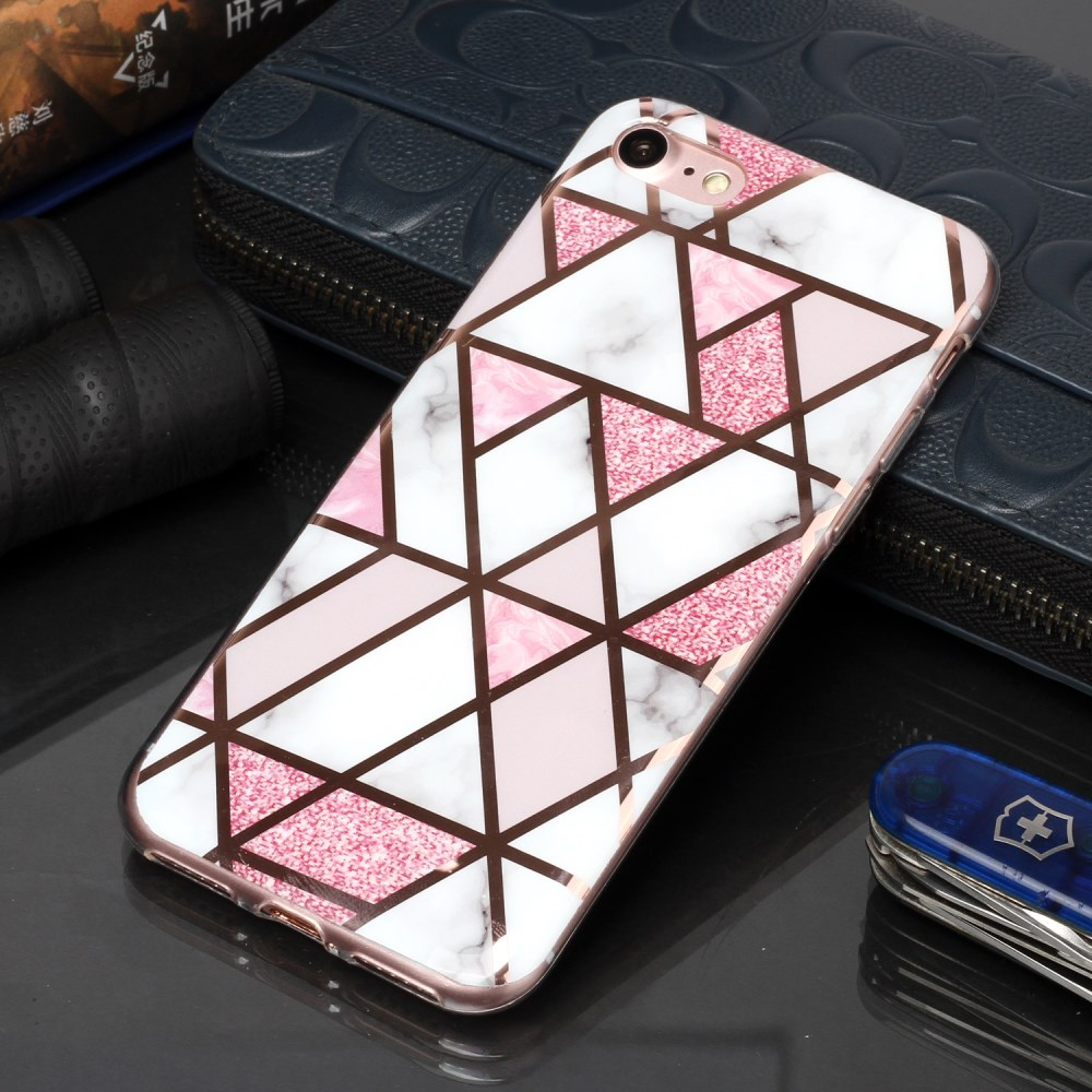 iPhone 7/8/SE 2020/SE 2022 Tracy nugarėlė Geometric marble white/pink 4