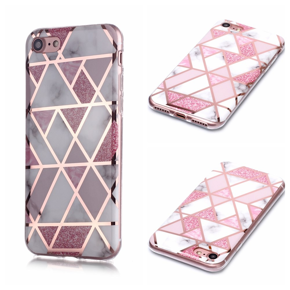 iPhone 7/8/SE 2020/SE 2022 Tracy nugarėlė Geometric marble white/pink