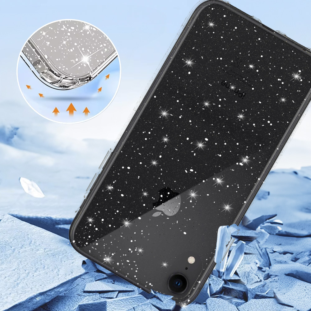 iPhone XR clear Crystal Glitter nugarėlė 2