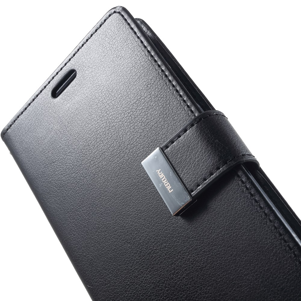 iPhone XR juodas MERCURY RICH DIARY dėklas 4