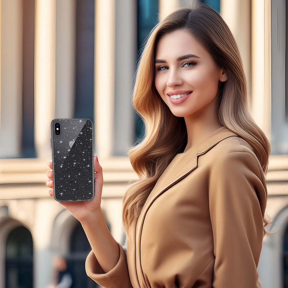 iPhone X/XS clear Crystal Glitter nugarėlė 3