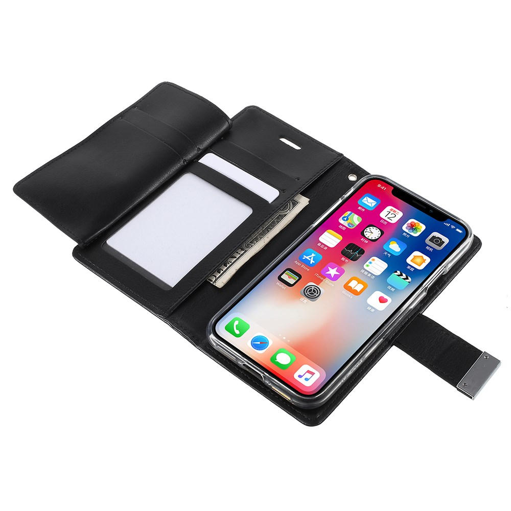 iPhone X/XS juodas MERCURY RICH DIARY dėklas 5