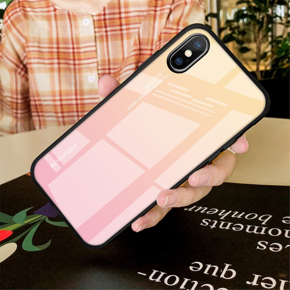 iPhone X/XS rausva tracy GLASS nugarėlė