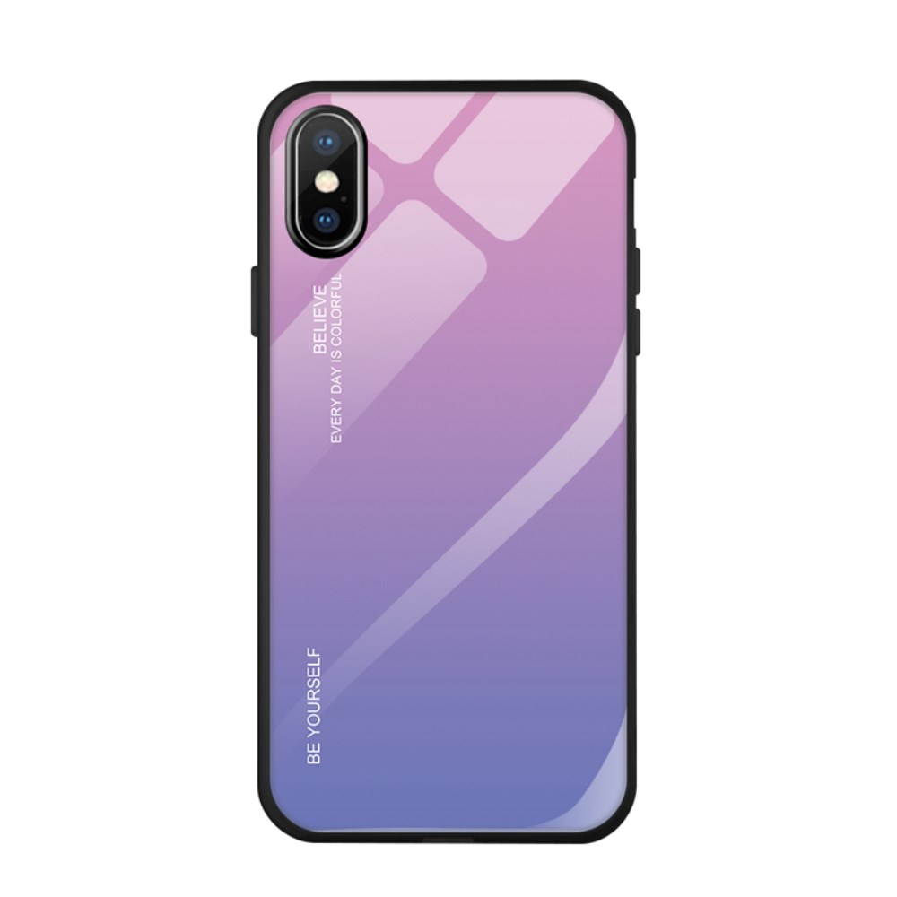 iPhone X/XS rausva+alyvinė tracy GLASS nugarėlė 2