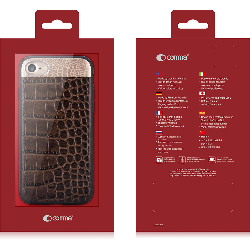 iPhone 7/8/SE 2020 ruda CROCO2 COMMA odinė nugarėlė 1