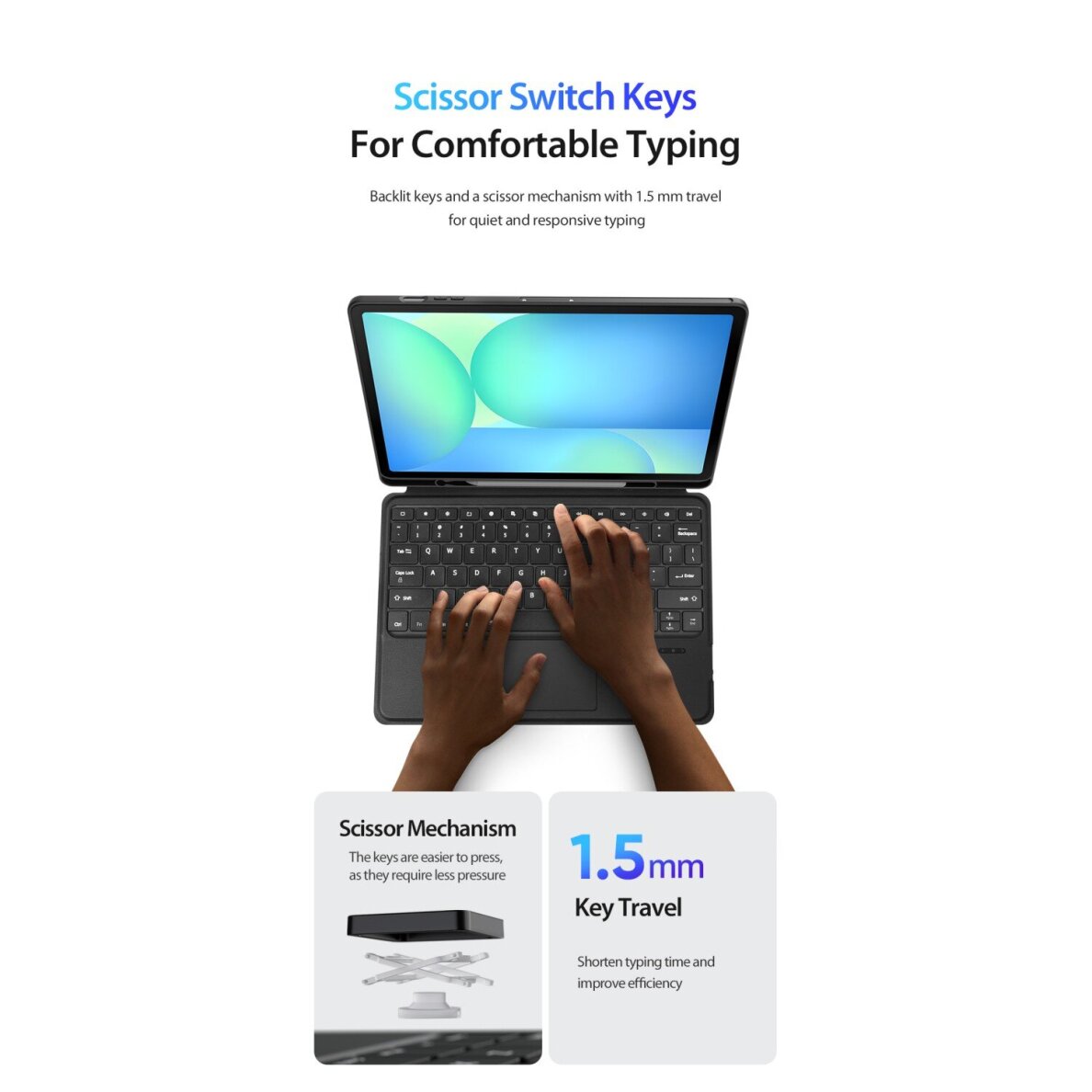 iPad Air 13 (2025 / 2024) / iPad Pro 12.9 (2022 / 2021 / 2020 / 2018) black DUX DUCIS DK Series dėklas su klaviatūra 4