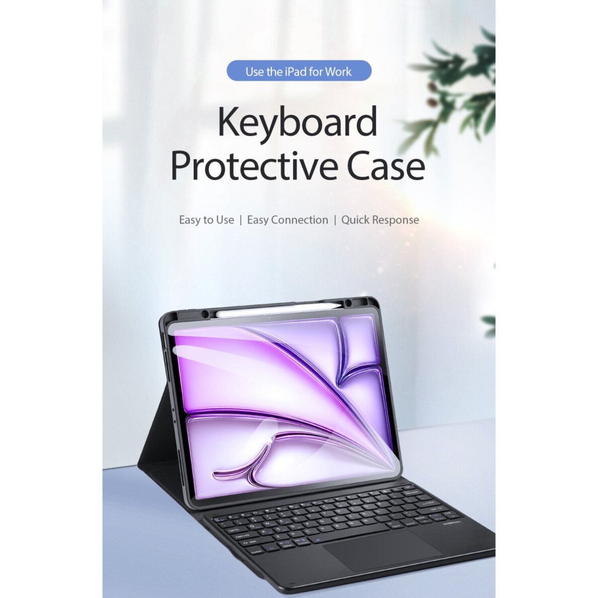 iPad Air 13 (2025 / 2024) / iPad Pro 12.9 (2022 / 2021 / 2020) black DUX DUCIS TK Series dėklas su klaviatūra 2