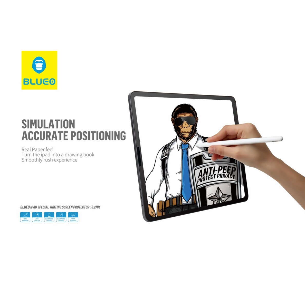 iPad PRO 11 2021/2020/2018/ AIR 10.9 2020/2022 Special Writing Mr.Monkey MATTE plėvelė 5