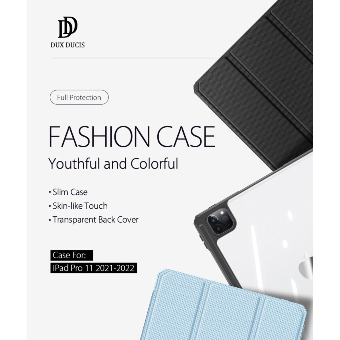 iPad Pro 11 2025 (M5) / 2024 (M4) black DUX DUCIS Toby Series clear back dėklas 11