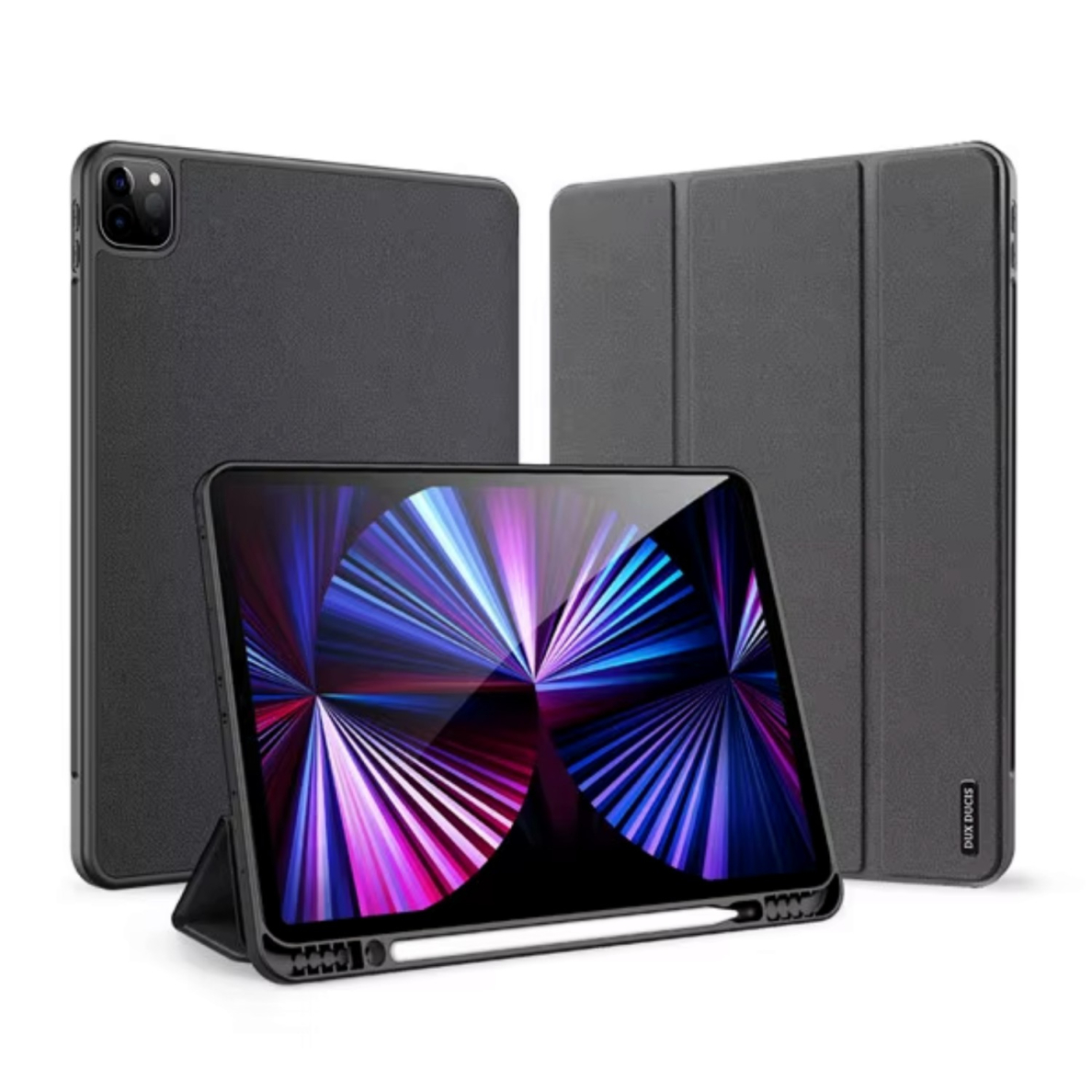 iPad Pro 12.9 (3rd / 4th / 5th / 6th Gen) / iPad Air 13 (2024) black DUX DUCIS domo TRIFOLD dėklas