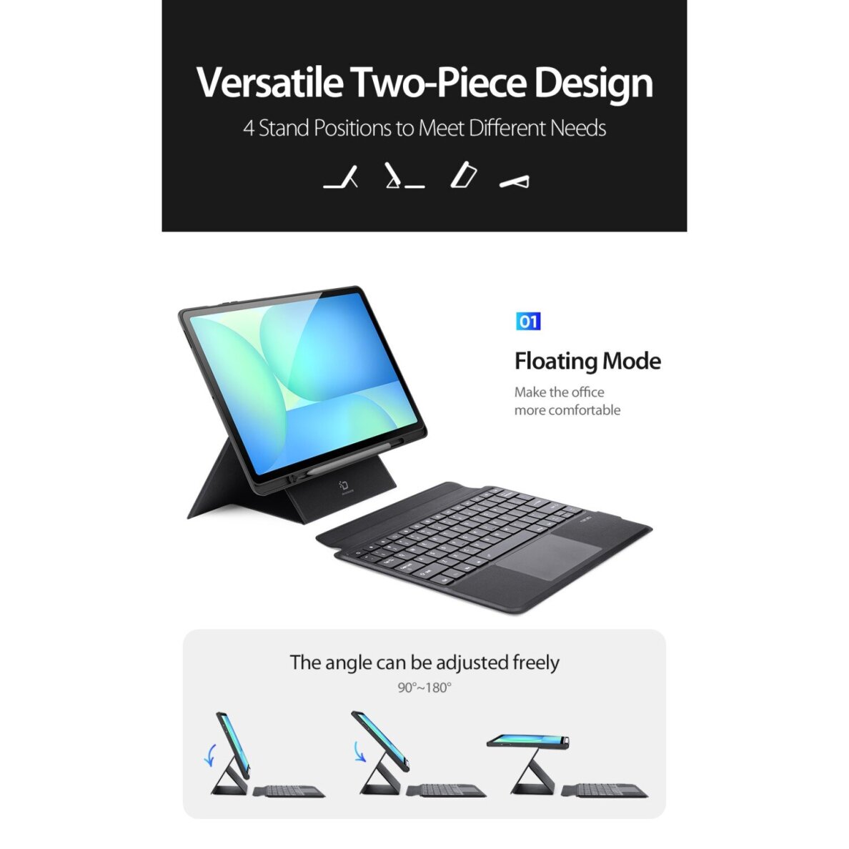 iPad Pro 13 2024 (M4) black DUX DUCIS DK Series dėklas su klaviatūra 18