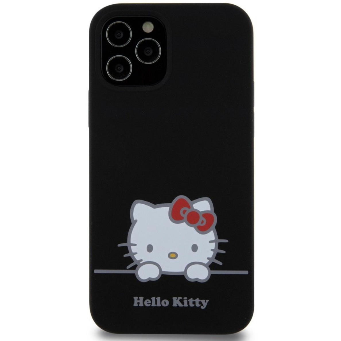 iPhone 12 / 12 PRO Black Liquid Silicone Daydreaming Logo HELLO KITTY nugarėlė