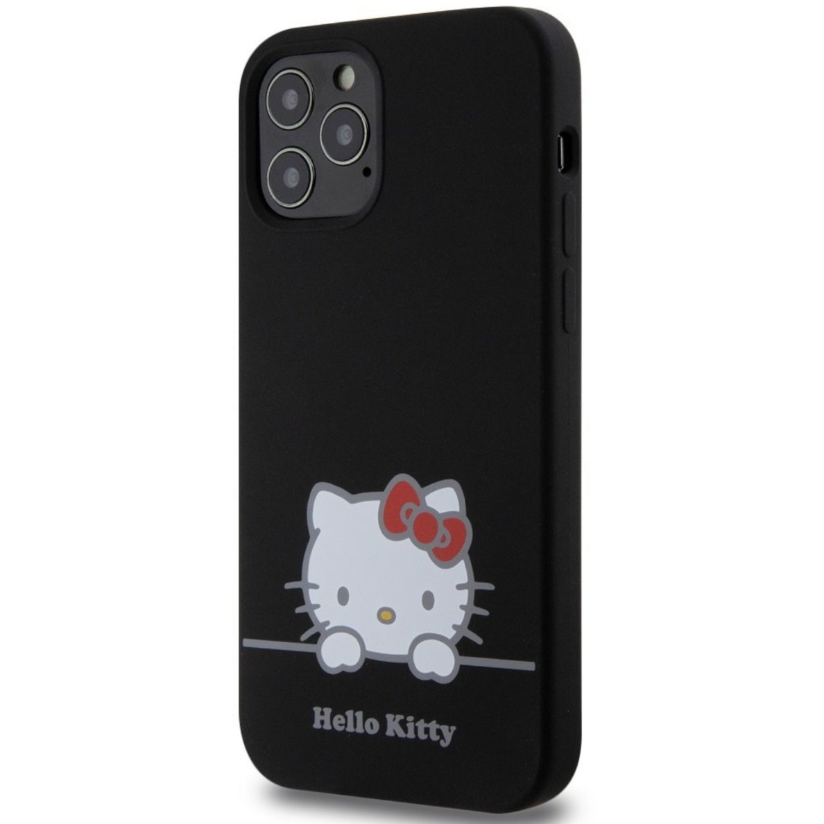 iPhone 12 / 12 PRO Black Liquid Silicone Daydreaming Logo HELLO KITTY nugarėlė 2