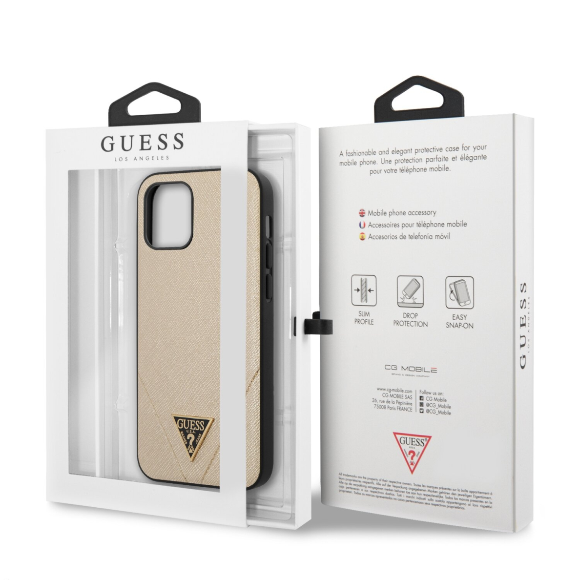 iPhone 12 MINI aukso spalvos GUESS nugarėlė GUHCP12SVSATMLLG 7