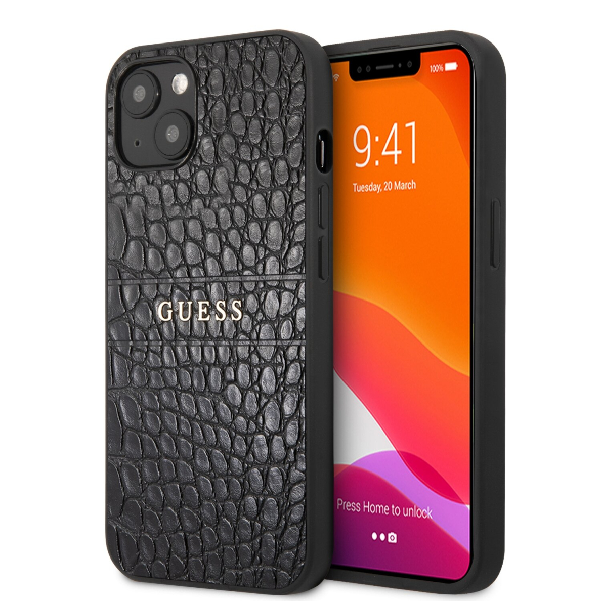 iPhone 13 juoda GUESS nugarėlė GUHCP13MPCRBBK