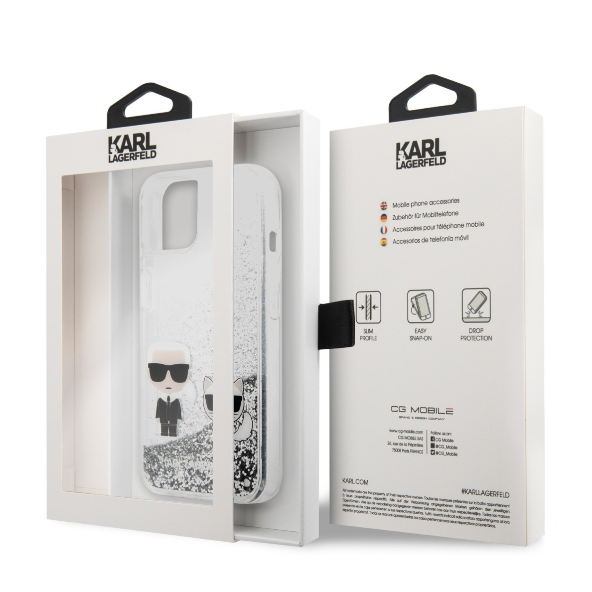 iPhone 13 MINI water sidabro spalvos KARL LAGERFELD nugarėlė KLHCP13SGKCS 7