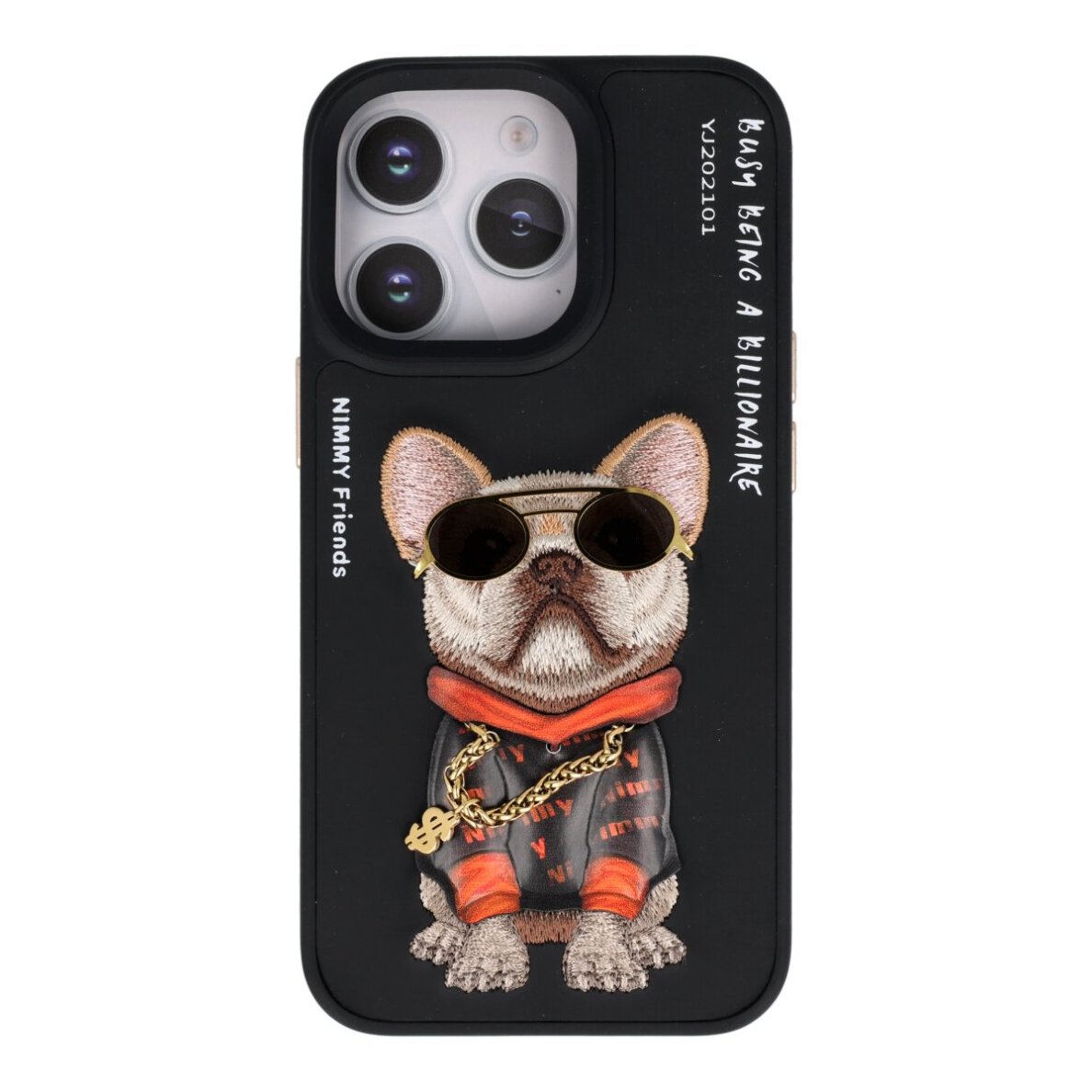 iPhone 13 PRO black NIMMY Bulldog with Glasses nugarėlė iPhone 13 PRO black NIMMY Bulldog with Glasses nugarėlė
