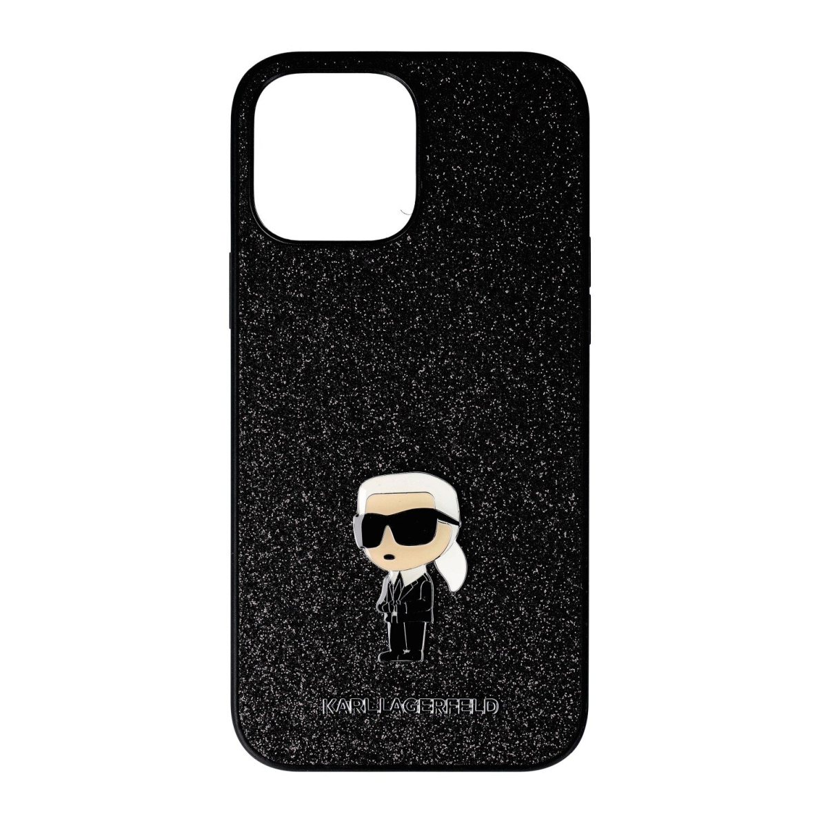 iPhone 13 PRO MAX black Ikonik Fixed Glitter Metal PIN KARL LAGERFELD nugarėlė