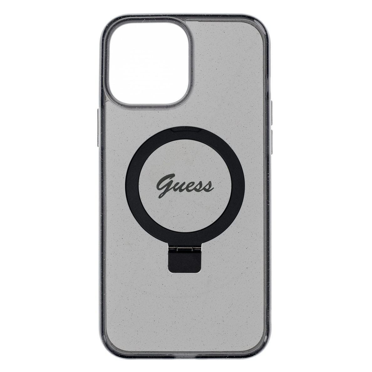 Iphone 13 PRO MAX black Ring Stand Script Glitter MagSafe GUESS nugarėlė 8